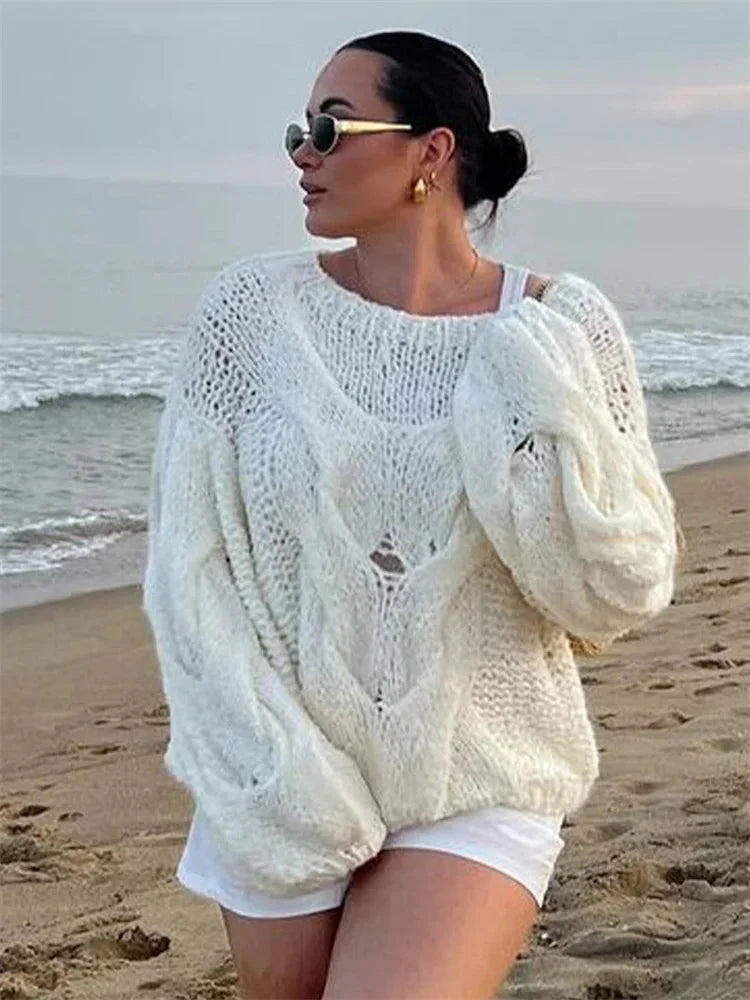 WW | Pullover Lockere Passform Grob gestrickt Strickpullover Damenbekleidung