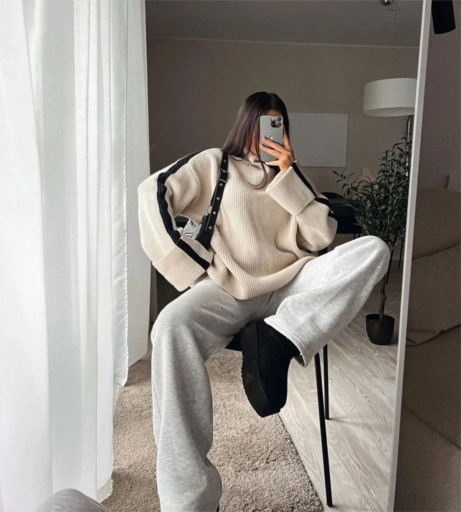 WW | Pullover lockere Passform Rollkragen Strickpullover Damenbekleidung
