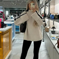 WW | Pullover lockere Passform Rollkragen Strickpullover Damenbekleidung