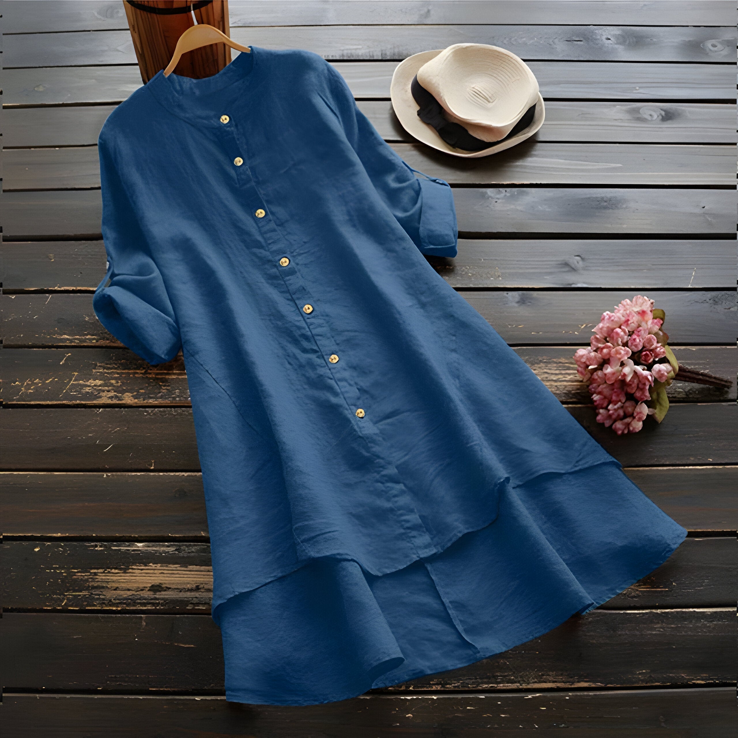 WW | Sommerkleid aus Baumwolle und Leinen In Übergröße
