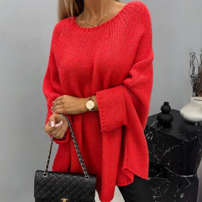 WW | Lockere Passform Bequemer Strickpullover Damen Strickwaren