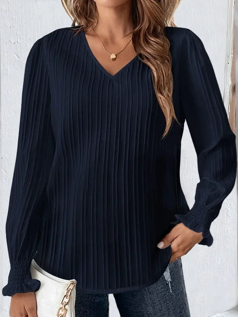 WW | Frauen Frühling und Herbst Plus Size V-Ausschnitt T-Shirt