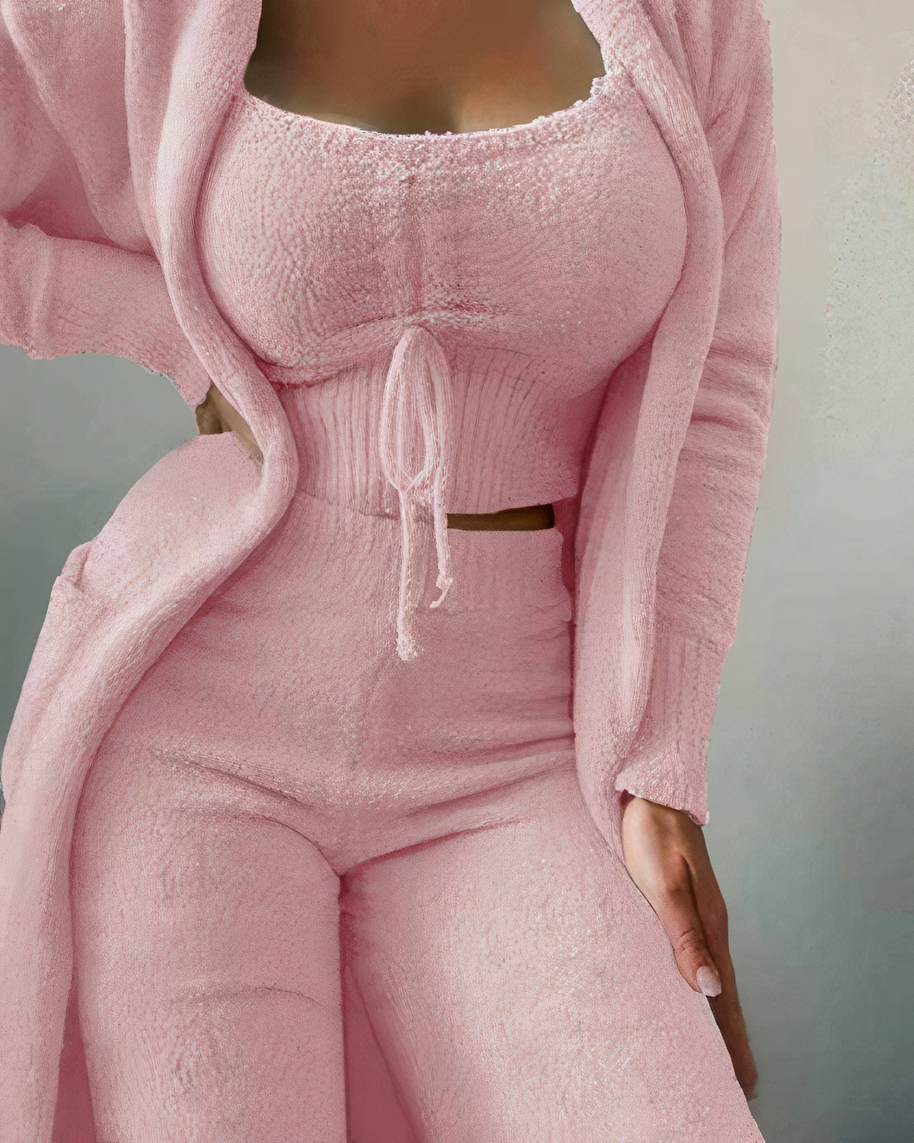 WW | teilige Fleece Lounge-Set - Damen-Outfit mit Top und Hose für zu Hause