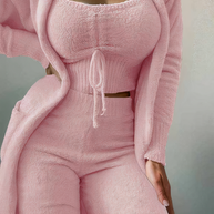 WW | teilige Fleece Lounge-Set - Damen-Outfit mit Top und Hose für zu Hause
