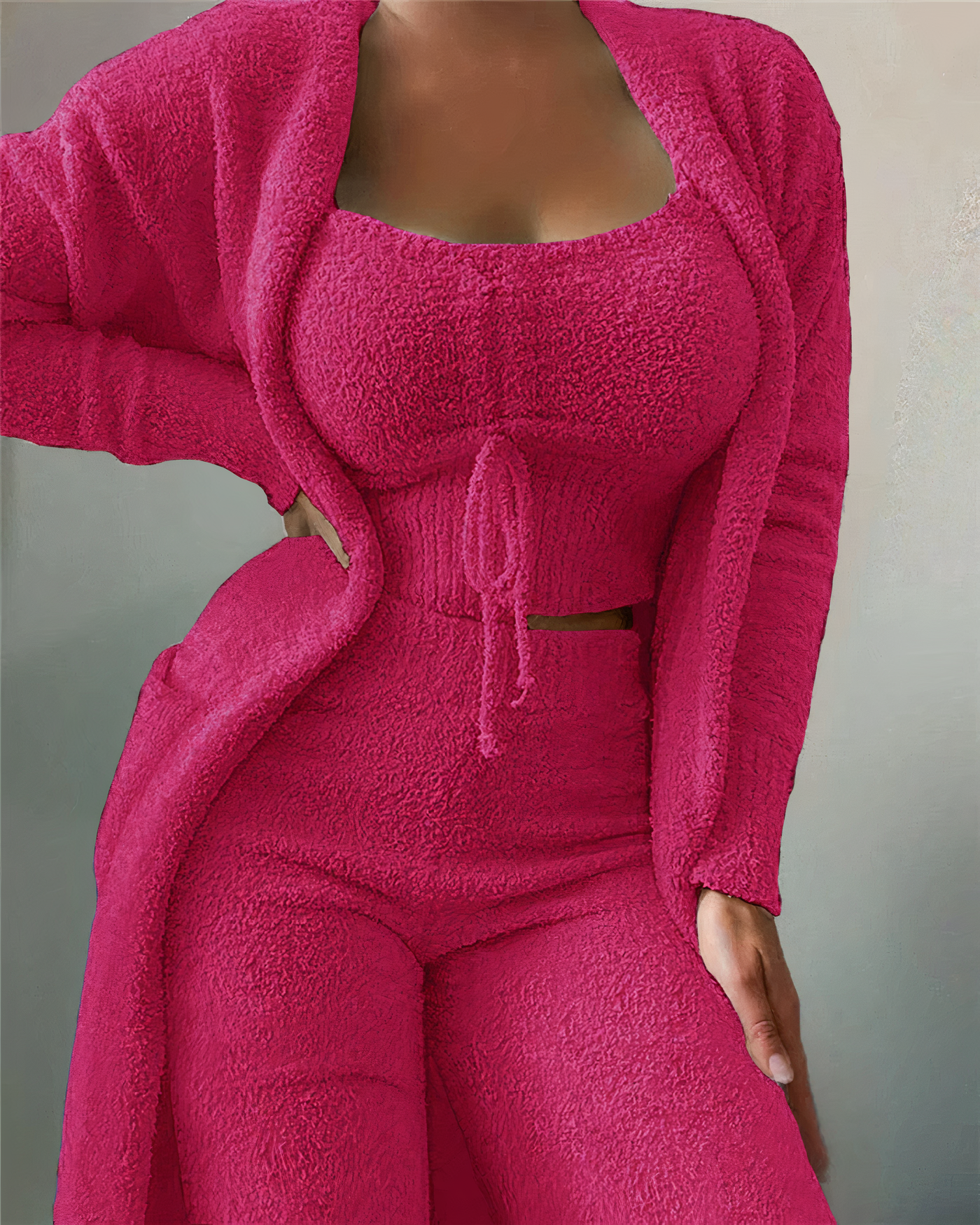 WW | teilige Fleece Lounge-Set - Damen-Outfit mit Top und Hose für zu Hause