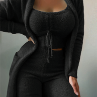 WW | teilige Fleece Lounge-Set - Damen-Outfit mit Top und Hose für zu Hause