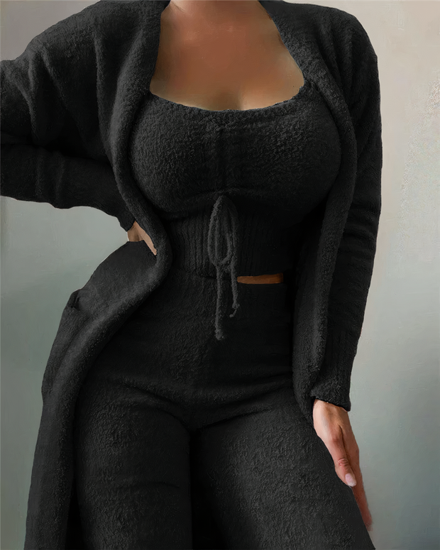 WW | teilige Fleece Lounge-Set - Damen-Outfit mit Top und Hose für zu Hause