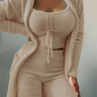 WW | teilige Fleece Lounge-Set - Damen-Outfit mit Top und Hose für zu Hause