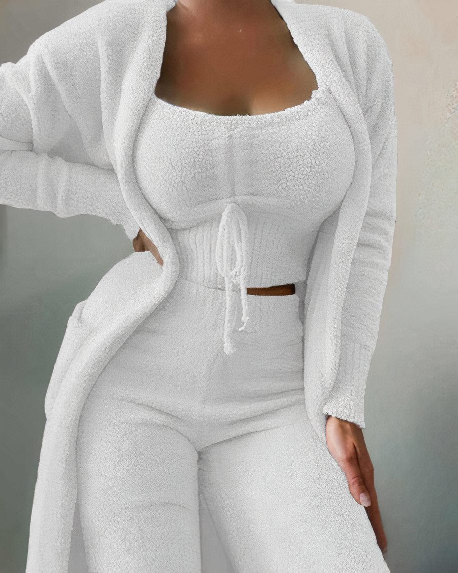 WW | teilige Fleece Lounge-Set - Damen-Outfit mit Top und Hose für zu Hause