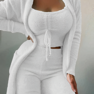 WW | teilige Fleece Lounge-Set - Damen-Outfit mit Top und Hose für zu Hause