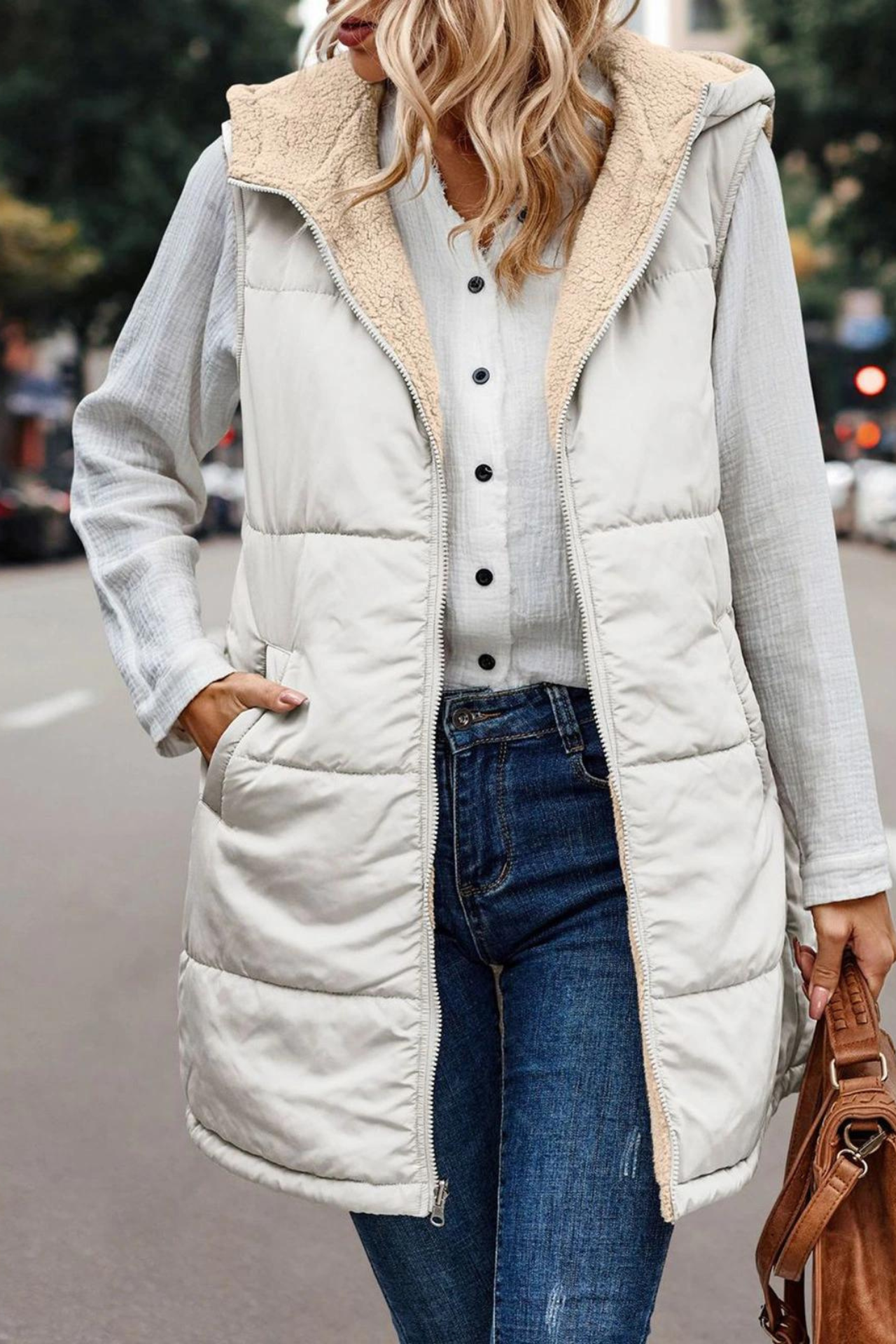 WW | Doppelseitige Weste mit Kapuze