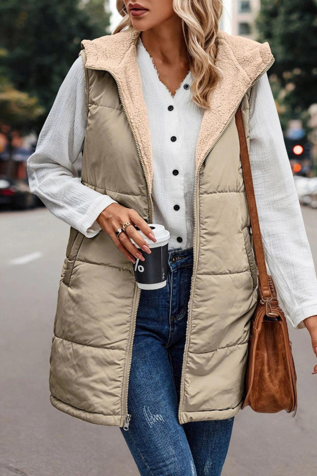 WW | Doppelseitige Weste mit Kapuze