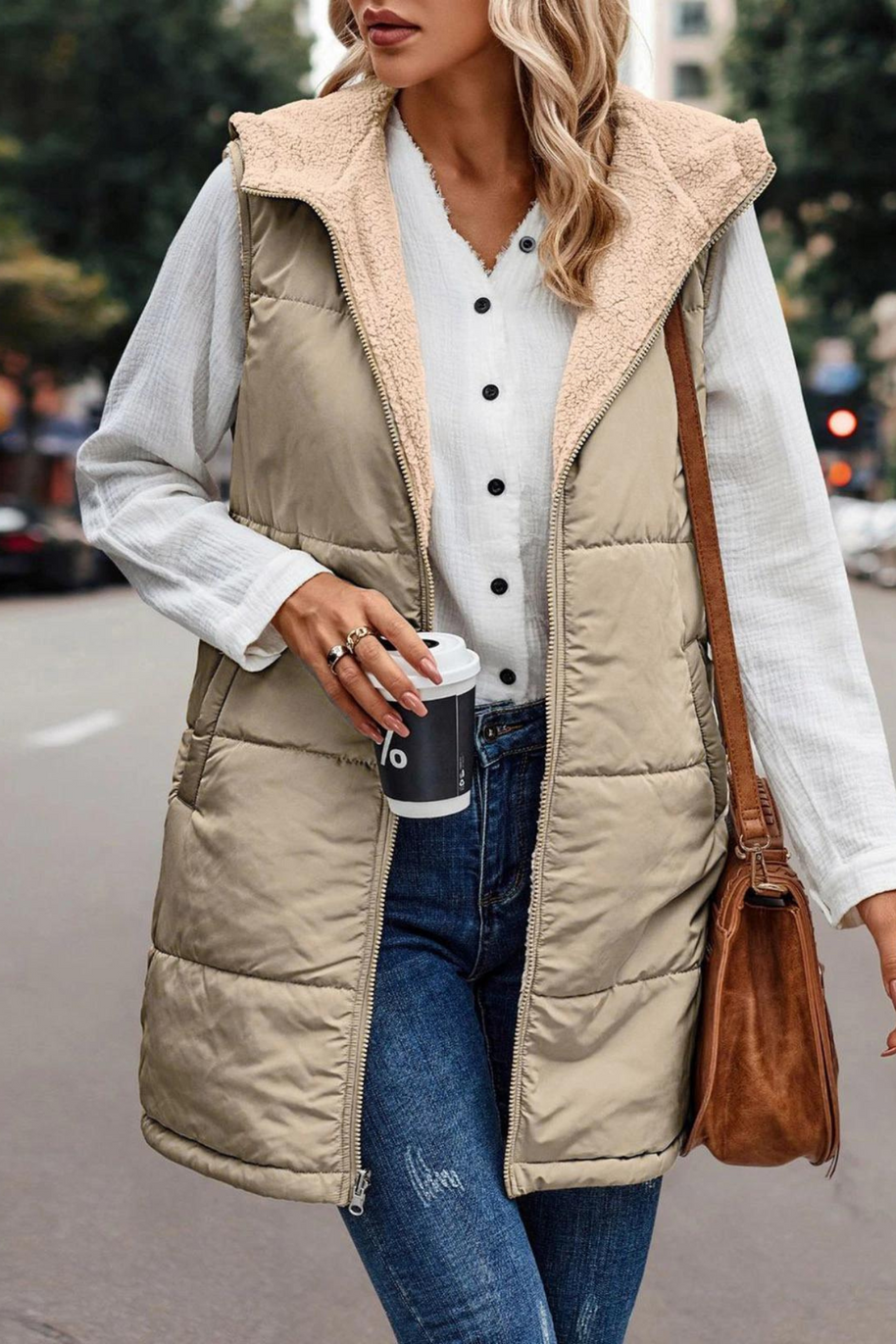 WW | Doppelseitige Weste mit Kapuze