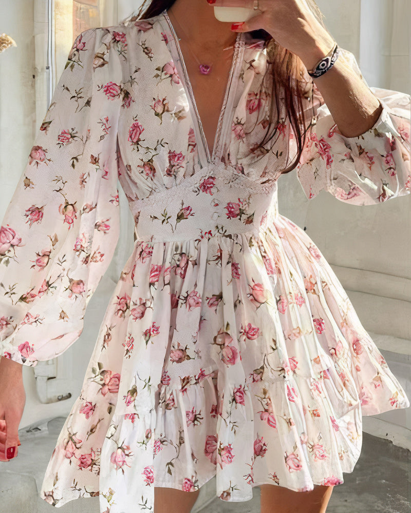 W&W Mode | Blumiges Sommerkleid Mit Langen Ärmeln Für Damen