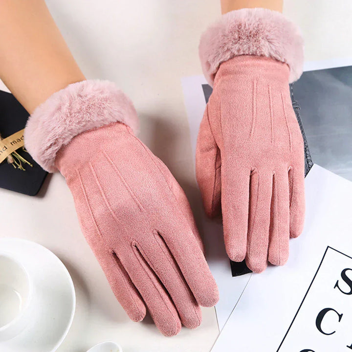 W&W Mode | Schicke Winter Trendy Wildleder Handschuhe mit Moderne Optik für Frauen