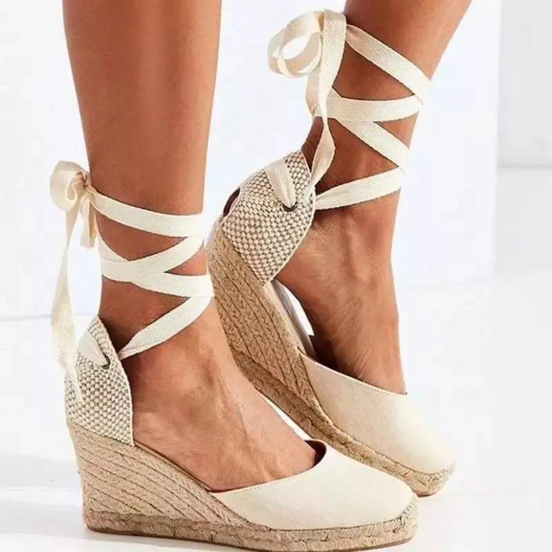 W&W Mode | Einzelknopf Riemen, Seilstoff Sohle Espadrilles