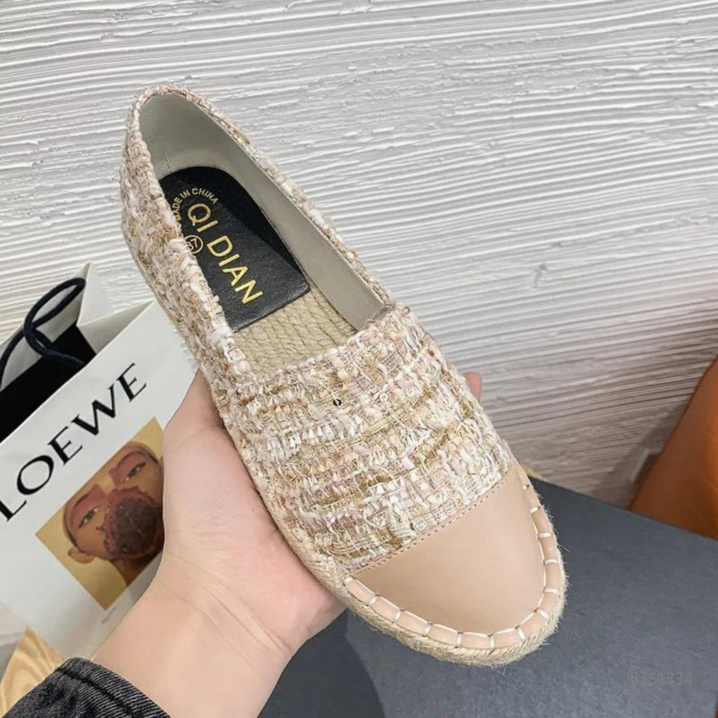 WW | Flache Canvas Espadrilles mit Leder Patch