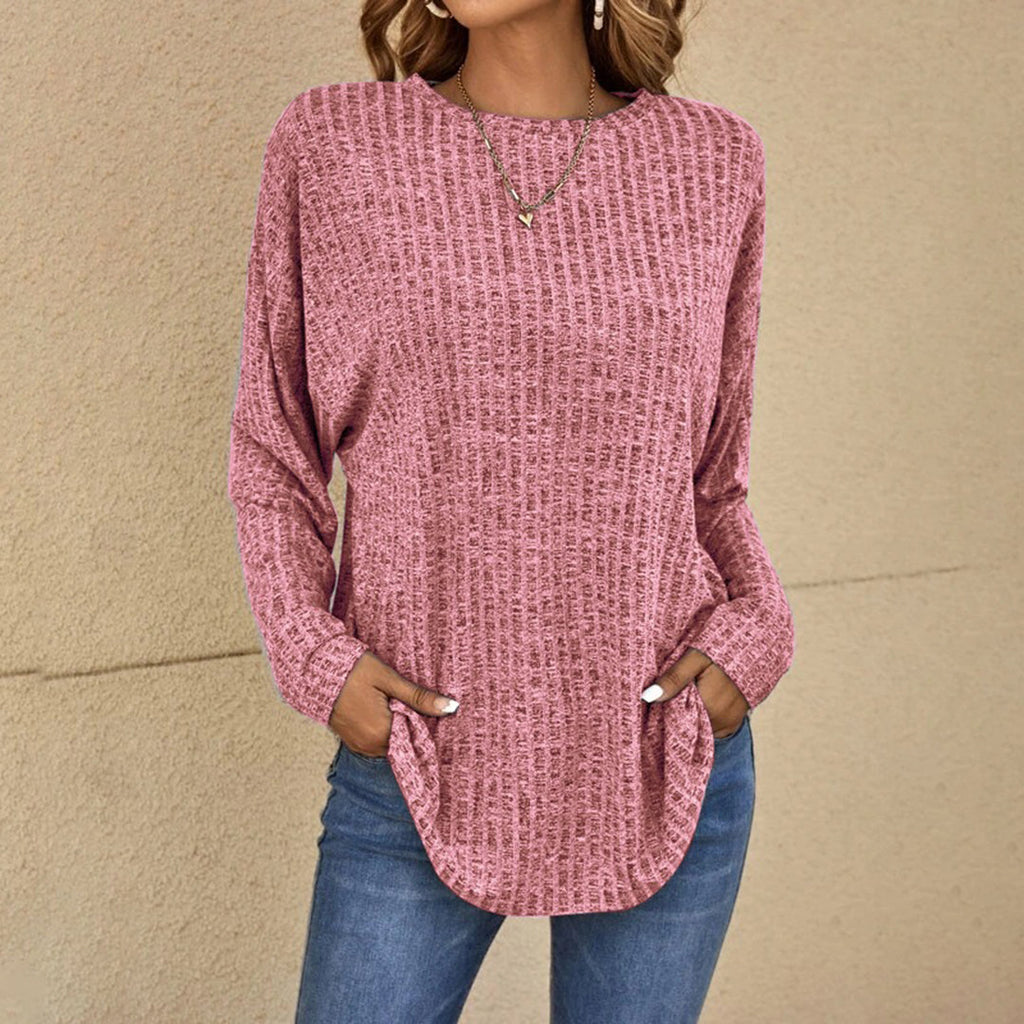 WW | Pullover - Damen - Einfarbig, Rundhals - Lange Ärmel - Dünn, Elegante Bluse - Neue Kollektion