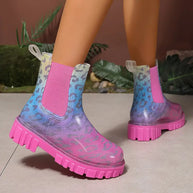 WW | gefärbte PVC Regenstiefel - wasserdicht mit dicker Sohle für Damen