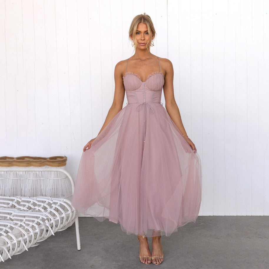 WW | Luxuriöses Ärmelloses Midikleid mit Schulter Spaghettiträgern