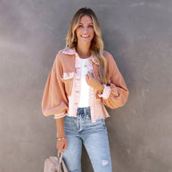 WW Vintage Jacke | Gepuffte Langarm-Modenjacke für moderne Frauen mit Taschen