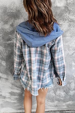 W&W Mode Hoodie - Loose Fit - Kordelzug - Button Up Shirt - Damenbekleidung