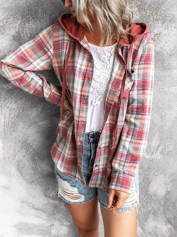 WW Hoodie - Loose Fit - Kordelzug - Button Up Shirt - Damenbekleidung