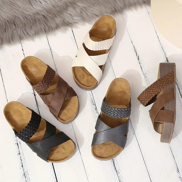 WW | Hausschuhe Slip On Kreuzriemen Schuhe für den Sommer Damen Sandalen