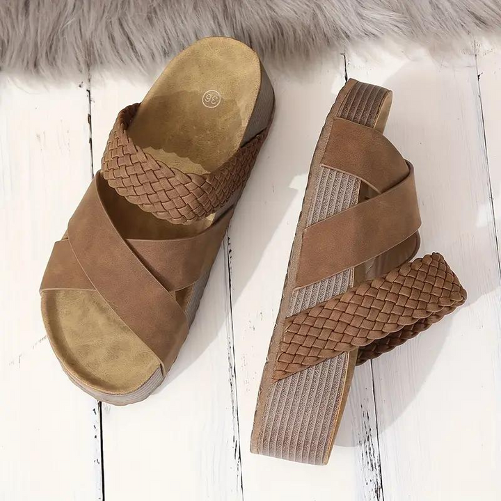 W&W Mode | Hausschuhe Slip On Kreuzriemen Schuhe für den Sommer Damen Sandalen