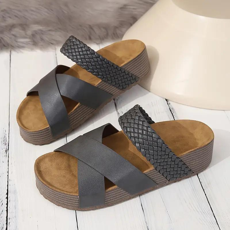 W&W Mode | Hausschuhe Slip On Kreuzriemen Schuhe für den Sommer Damen Sandalen
