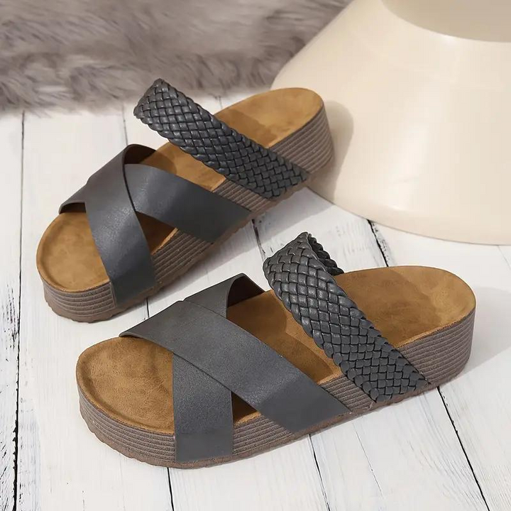 W&W Mode | Hausschuhe Slip On Kreuzriemen Schuhe für den Sommer Damen Sandalen