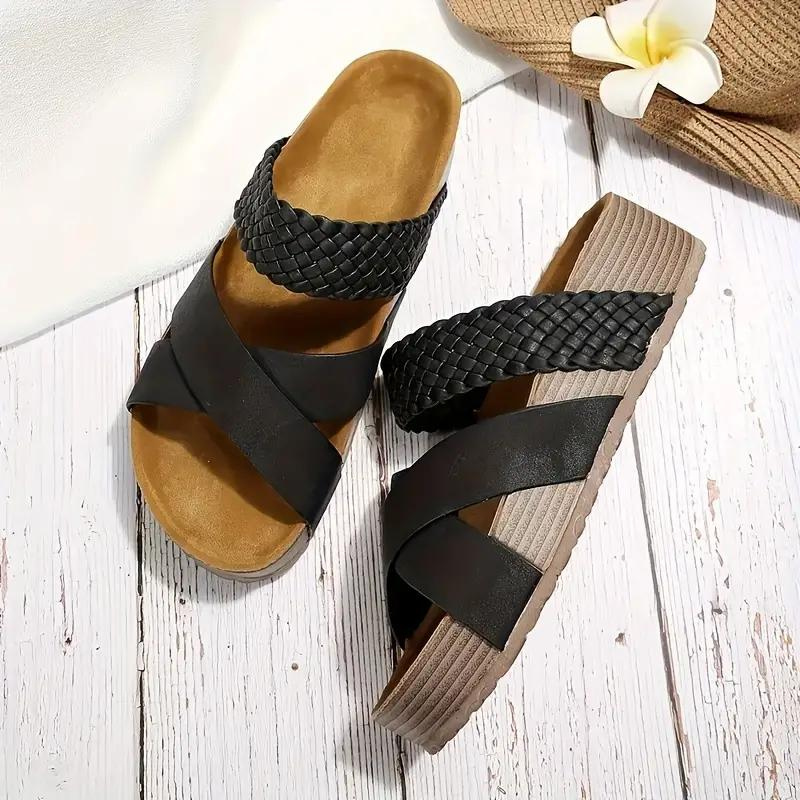 W&W Mode | Hausschuhe Slip On Kreuzriemen Schuhe für den Sommer Damen Sandalen