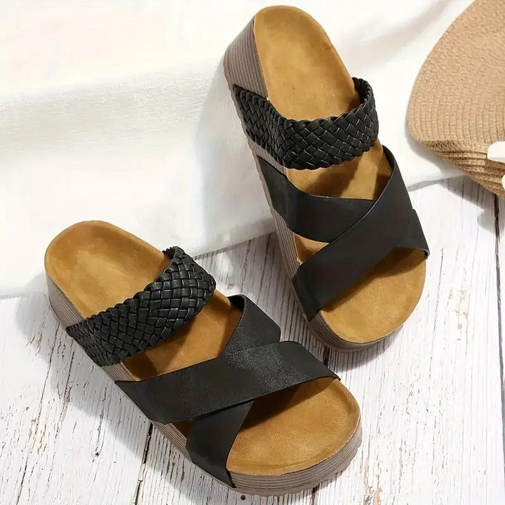 W&W Mode | Hausschuhe Slip On Kreuzriemen Schuhe für den Sommer Damen Sandalen