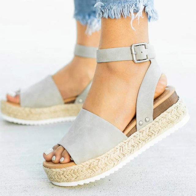 W&W Mode | Sandalen Damen Knöchelriemen Espadrille Schuhe für den Sommer