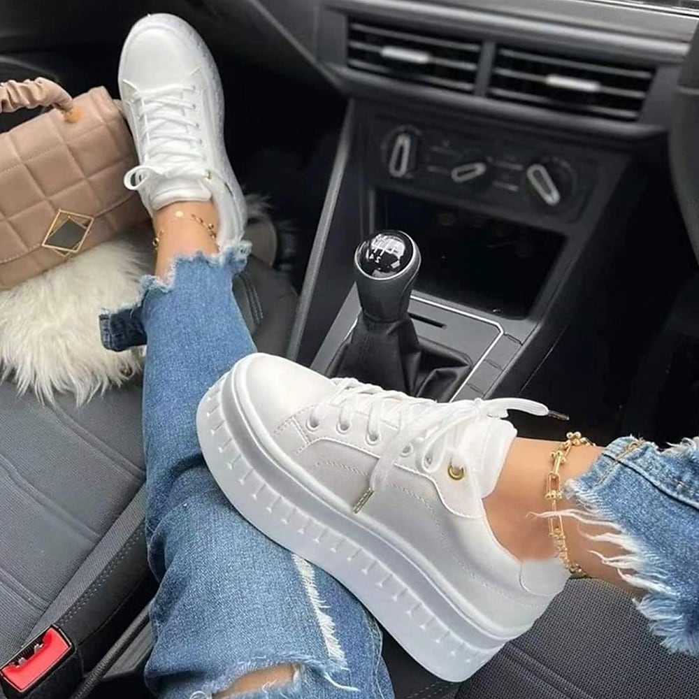 WW | bequeme Schnürschuhe mit dicker Sohle für Damen