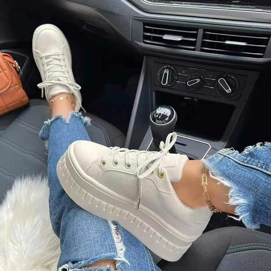 WW | bequeme Schnürschuhe mit dicker Sohle für Damen