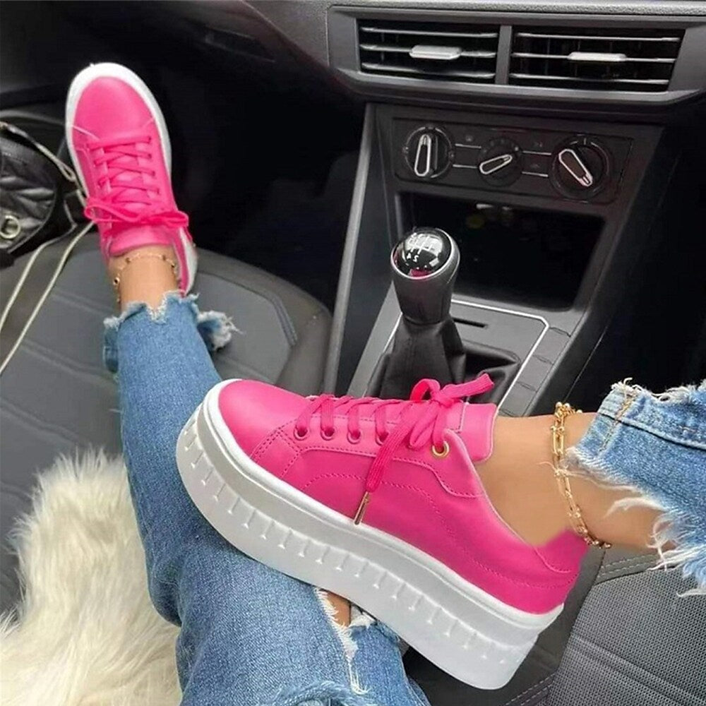 WW | bequeme Schnürschuhe mit dicker Sohle für Damen