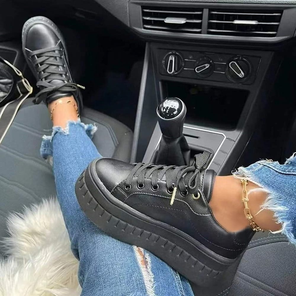 WW | bequeme Schnürschuhe mit dicker Sohle für Damen