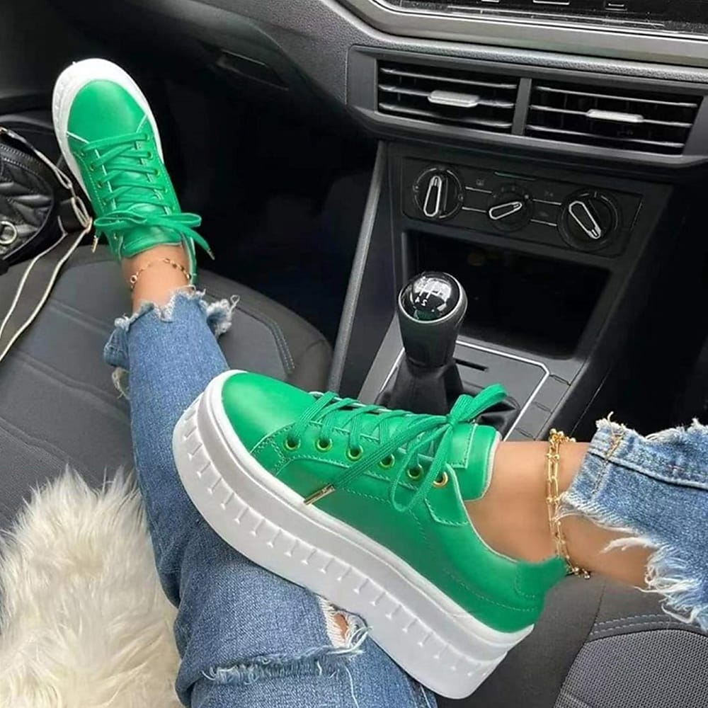WW | bequeme Schnürschuhe mit dicker Sohle für Damen
