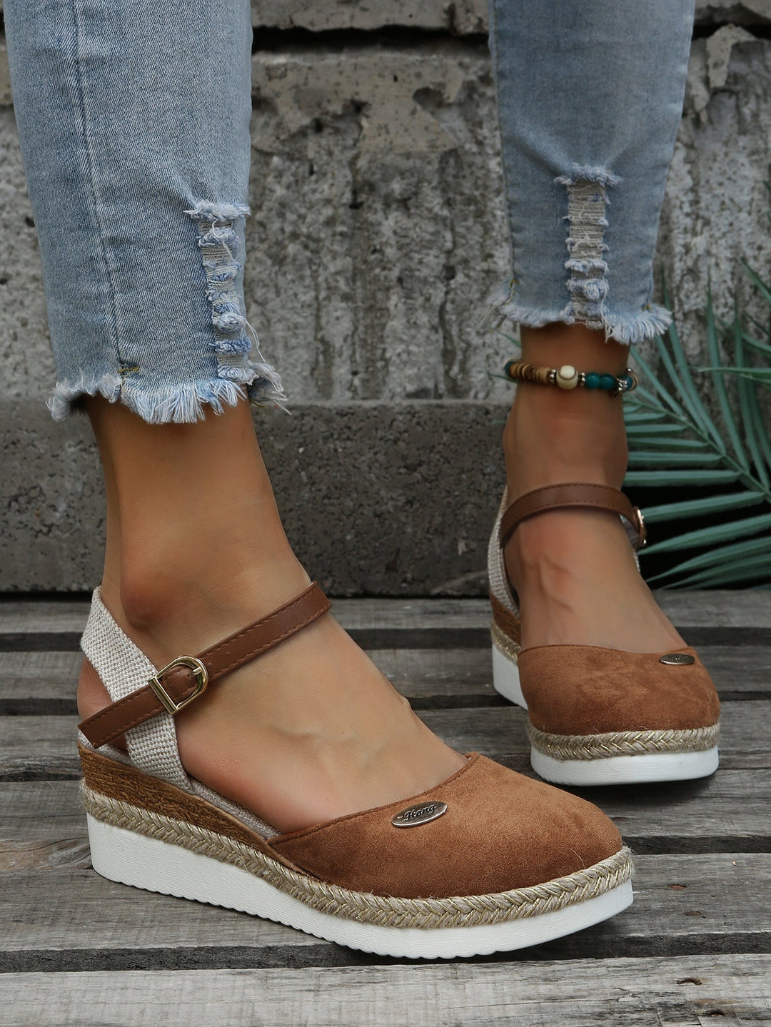 W&W Mode | Sandalen Knöchelriemen Orthopädische Espadrilles Damensandalen