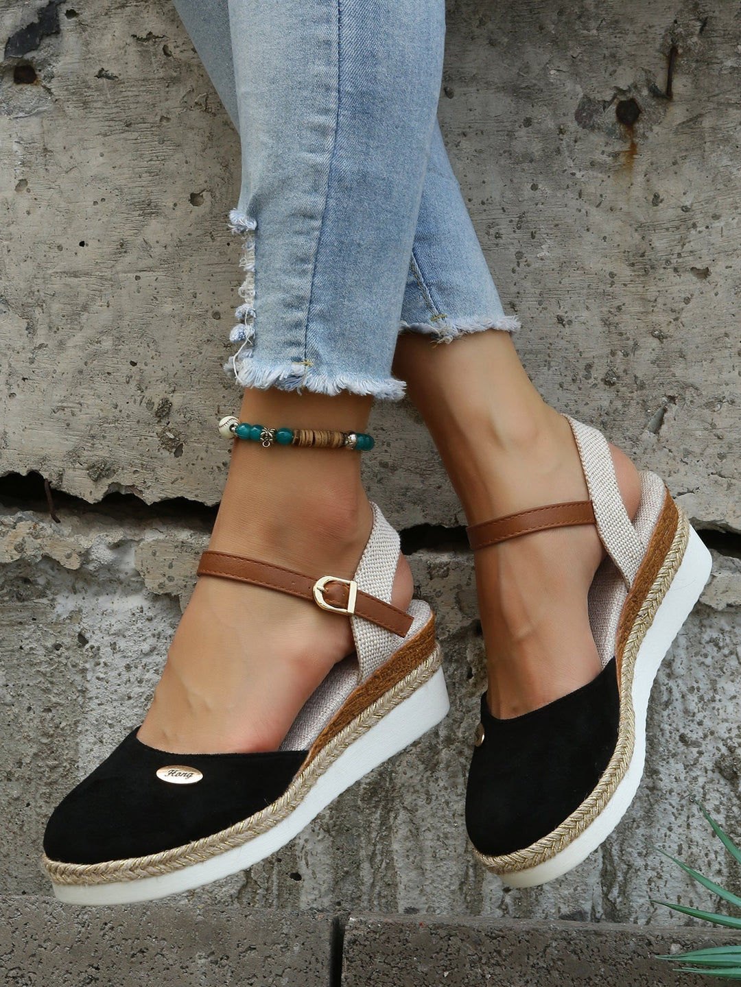 W&W Mode | Sandalen Knöchelriemen Orthopädische Espadrilles Damensandalen