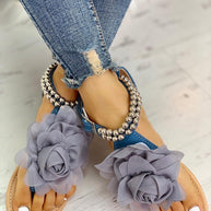 WW | Bequeme Blumenperlenriemen Flache Sandale