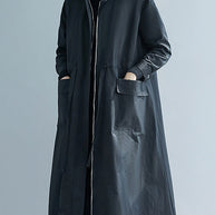 WW | Größe Schwarze Rüschentaschen Patchwork Baumwolle Trenchcoats