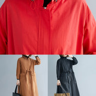 WW | Größe Schwarze Rüschentaschen Patchwork Baumwolle Trenchcoats