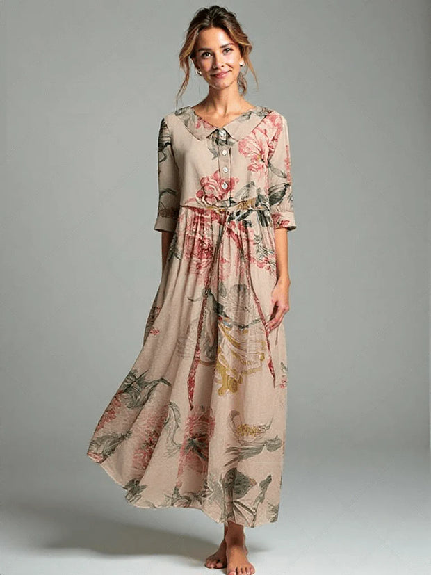 WW | Vintage Spitzenkleid mit Botanischem Blumenmuster