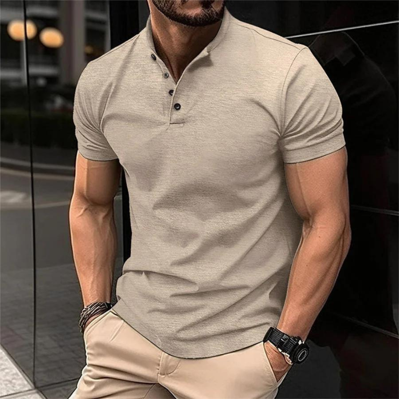 W&W Mode | Poloshirt, Kurze Ärmel, Knöpfe, T-Shirt, Herrenbekleidung
