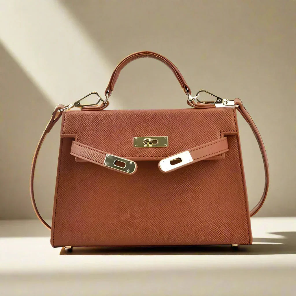 WW | Handtasche Echtes Leder Strukturiertes Design Abnehmbarer Schulterriemen Elegantes Aussehen