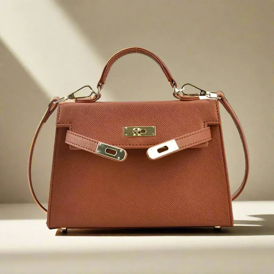 WW | Handtasche Echtes Leder Strukturiertes Design Abnehmbarer Schulterriemen Elegantes Aussehen