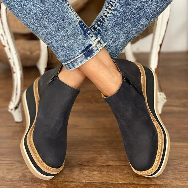 W&W Mode - Damen Slip-On Keil-Ankle Boots