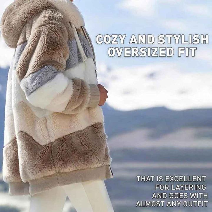 W&W Mode | Warme Oversized Damenjacke mit Kapuze Lange Ärmel Jacke für Kalte Tage